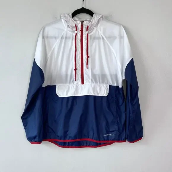 Eddie Bauer Momentum Colorblock Hooded Jacket Lightweight Anorak Size Medium - Picture 1 of 7
